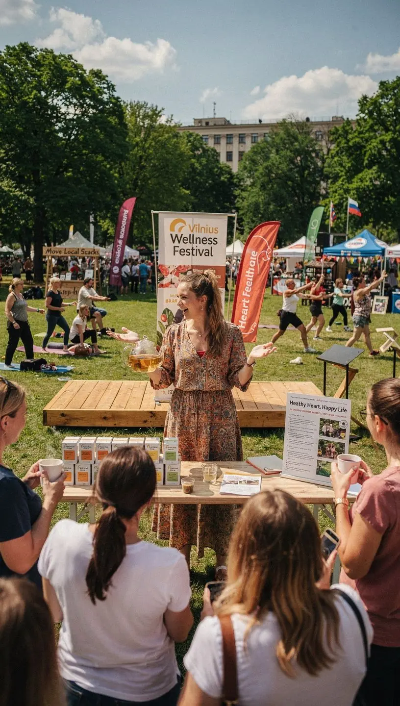 Sparnuotų citrusinių širdies arbatos puodelis su egzotiniais vaisiais.